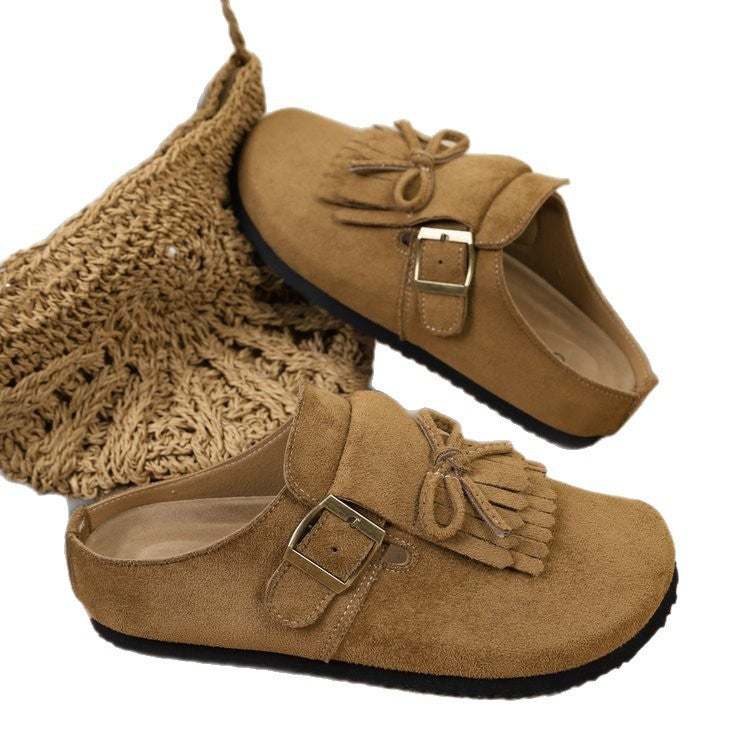 Damen Mokassins mit dekorativem Fransen-Design und verstellbarem Riemen EB