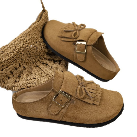 Damen Mokassins mit dekorativem Fransen-Design und verstellbarem Riemen EB