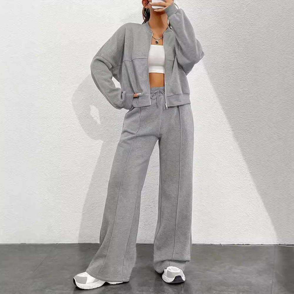 Damen lässiger Sweat-Anzug mit komfortablem Schnitt und praktischen Taschen EB