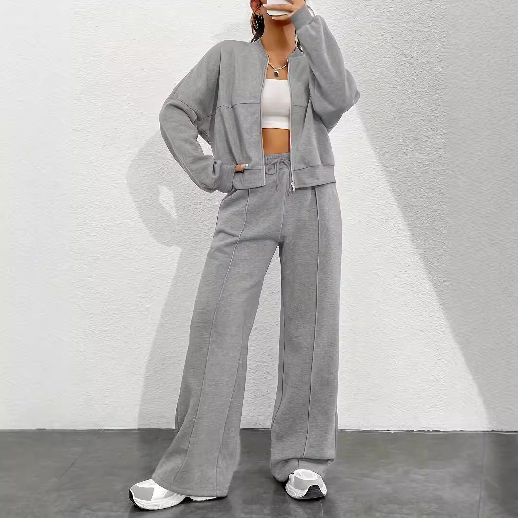 Damen lässiger Sweat-Anzug mit komfortablem Schnitt und praktischen Taschen EB