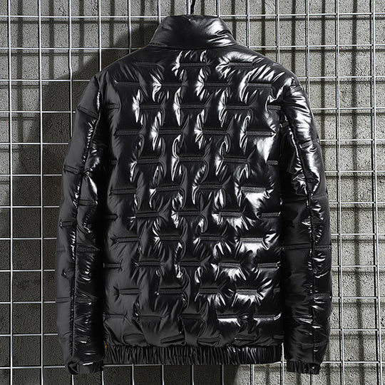 Herren Glänzende Steppjacke mit geometrischer Steppung und Stehkragen EB