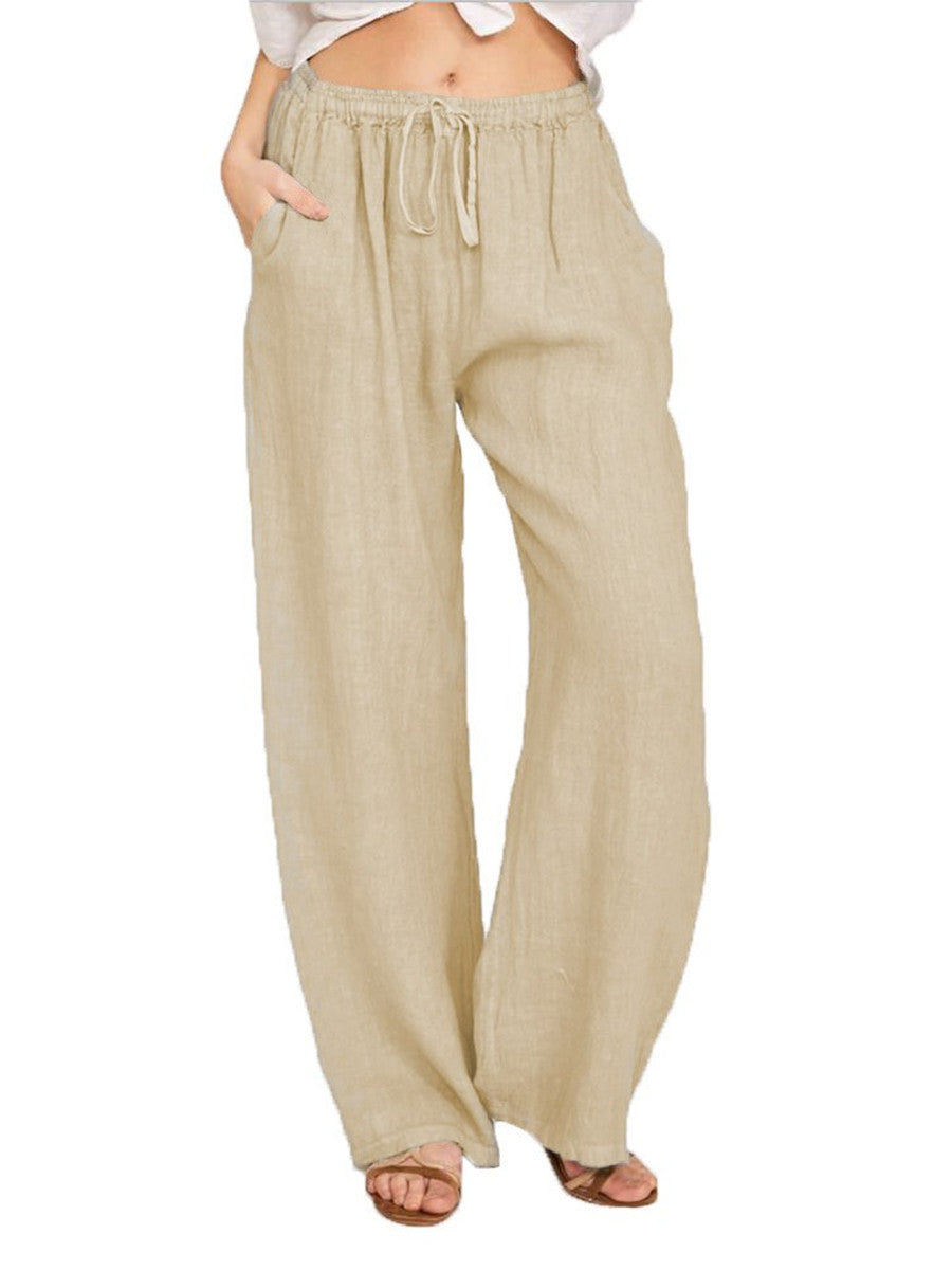 Damen Leinenhose mit weitem Bein und praktischen Seitentaschen EB