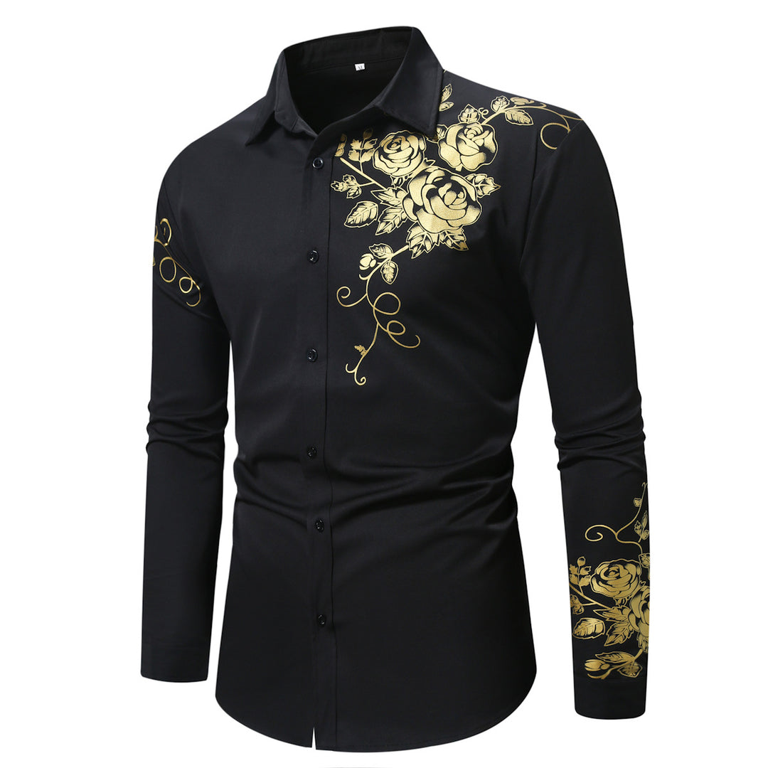 Herren Langarmhemd mit floralem Design EB