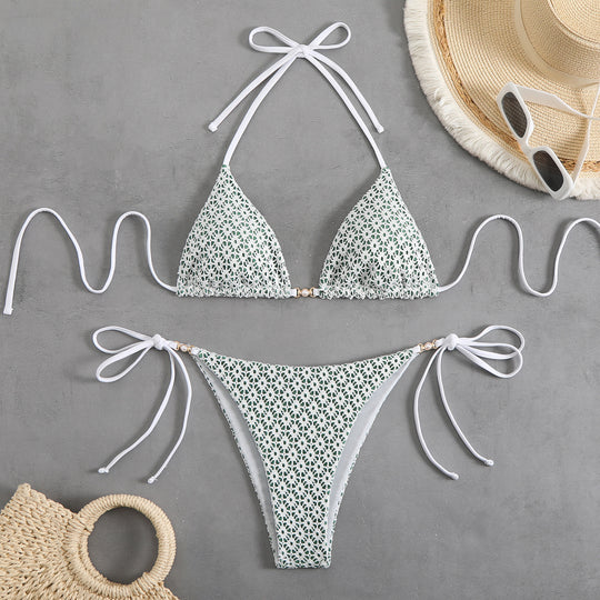 Damen Triangel-Bikini-Set mit verspielten Rüschendetails EB