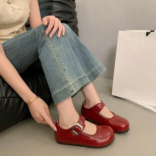Damen Mary Jane Ballerinas mit modischem Riemen und rutschfester Sohle EB