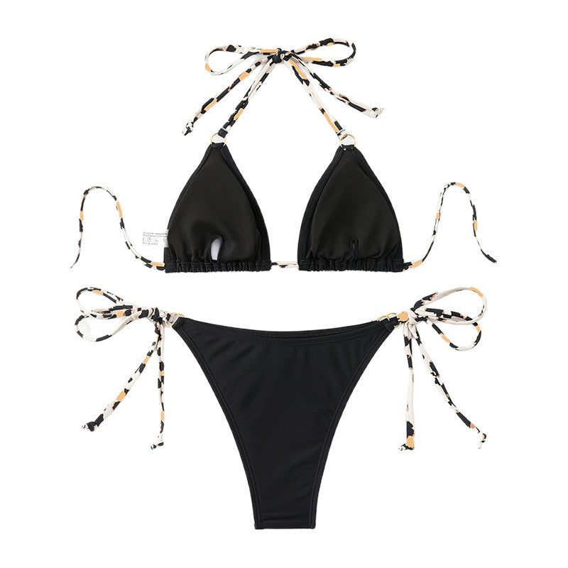 Damen Triangel-Bikini mit verstellbaren Trägern und spannendem Leopardenmuster EB