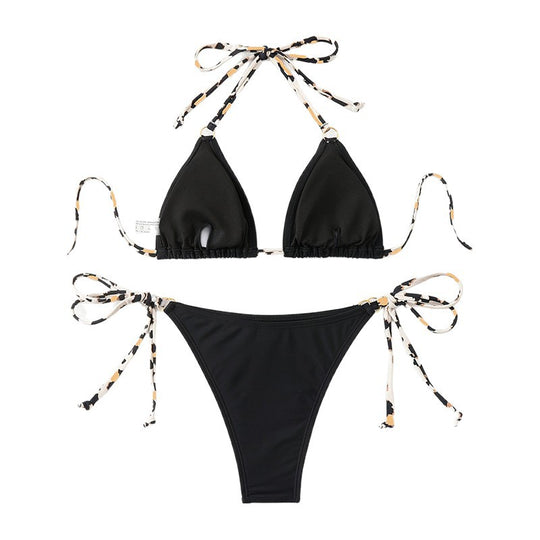 Damen Triangel-Bikini mit verstellbaren Trägern und spannendem Leopardenmuster EB