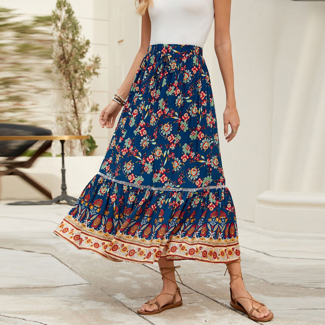 Damen Maxi-Rock mit verspieltem Blumenmuster EB