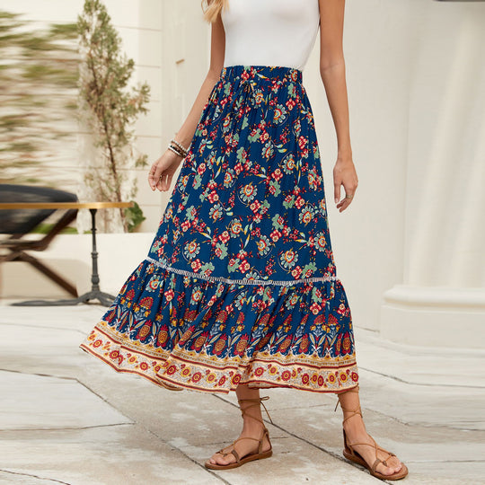 Damen Maxi-Rock mit verspieltem Blumenmuster EB