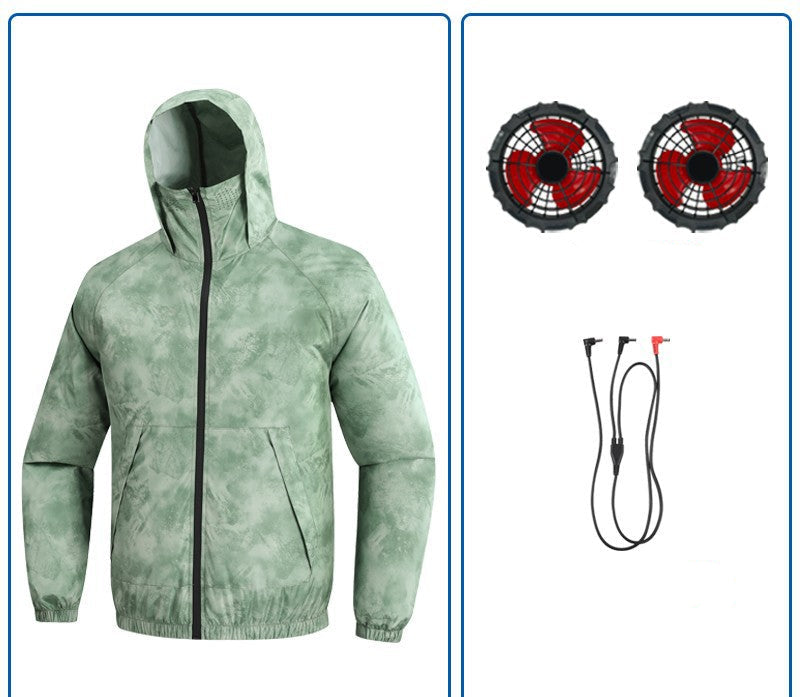Herren nan leichte winddichte Sommerjacke mit abnehmbaren USB-Lüftern und atmungsaktivem Funktionsmaterial R&B