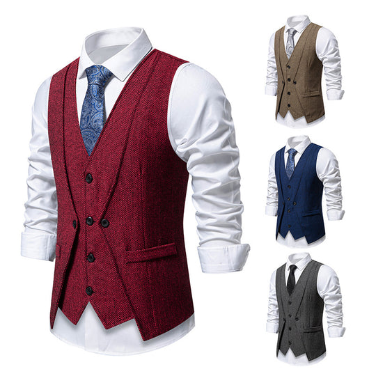 Herren elegante Anzugweste mit strukturiertem Hahnentritt EB