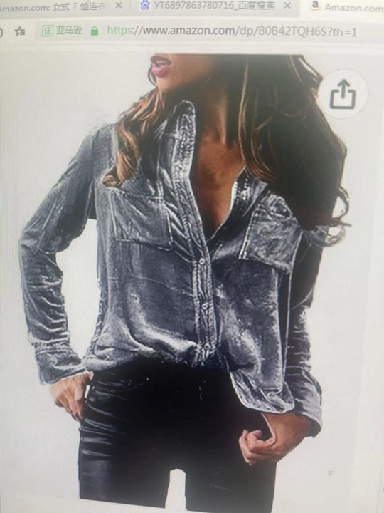 Damen Satin Bluse mit dekorativen Brusttaschen EB