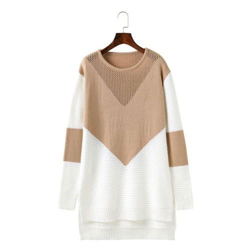 Damen Großer Strickpullover mit modernem geometrischen Design und atmungsaktiver Struktur EB