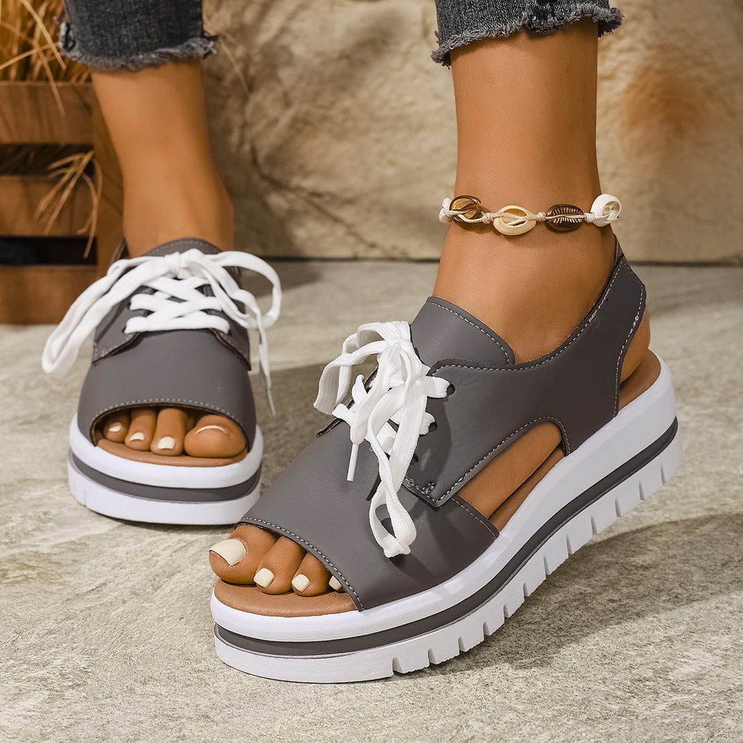 Damen sportliche Plateau-Sandalen mit atmungsaktivem Obermaterial und modischem Design EB