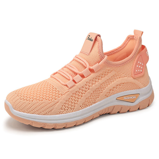 Damen nan sockenähnlicher Strick-Fit Sneaker mit elastischer Schnürung, gelochter Fersenverstärkung und dämpfender Plateau-Sohle EB