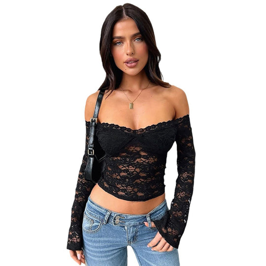 Damen Off-Shoulder Spitzentop EB