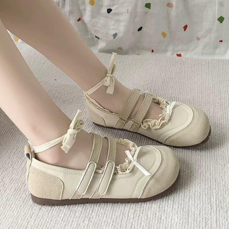 Damen Komfortable Ballerinas mit Doppelschlaufe EB