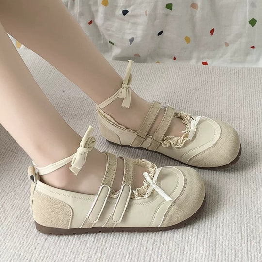 Damen Komfortable Ballerinas mit Doppelschlaufe EB
