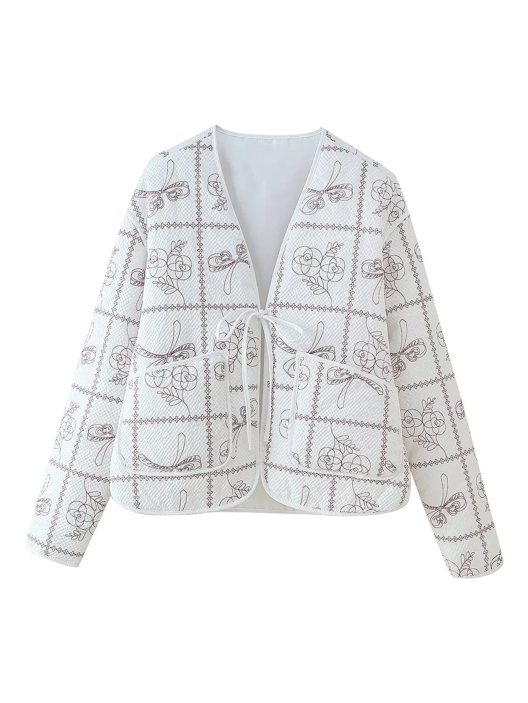 Damen Jacke mit floralem Muster und praktischen Taschen EB