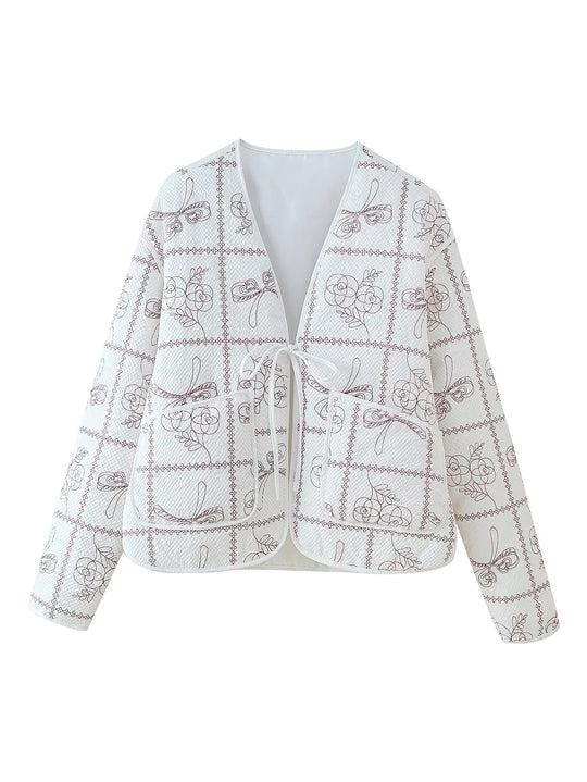 Damen Jacke mit floralem Muster und praktischen Taschen EB