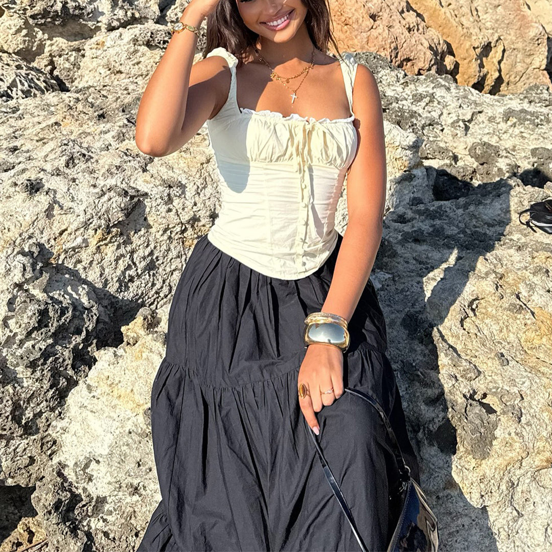 Damen Oberteil mit gerafftem Design und eleganten Trägern EB