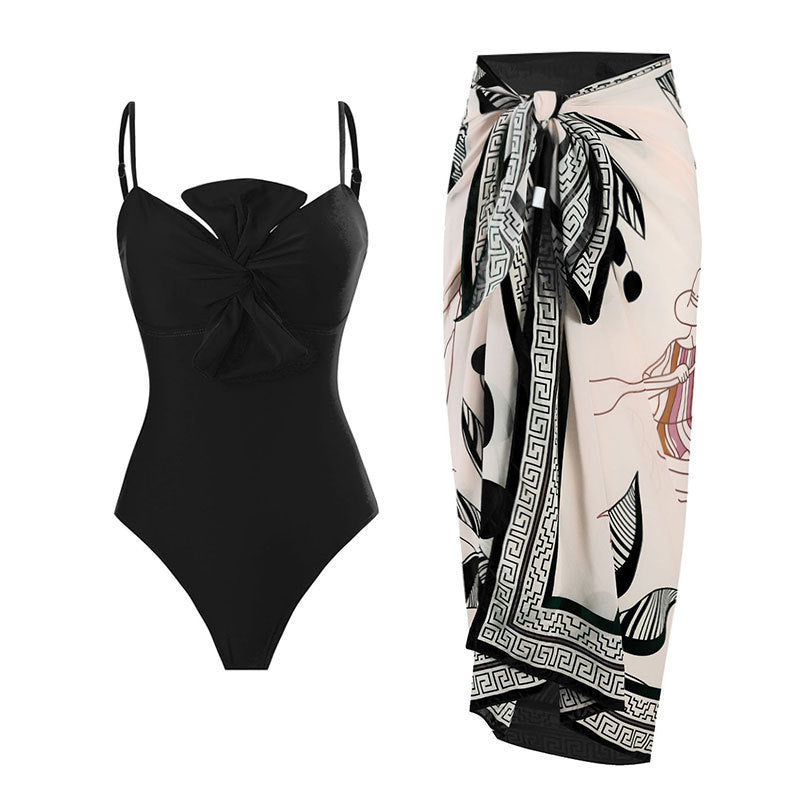 Damen Badeanzug mit elegantem Wickelrock EB