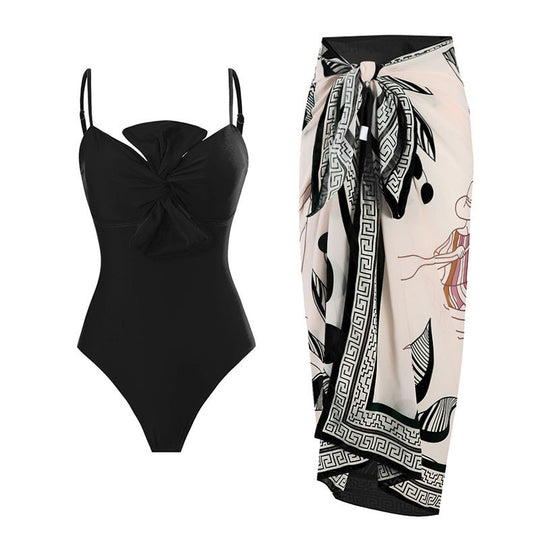 Damen Badeanzug mit elegantem Wickelrock EB