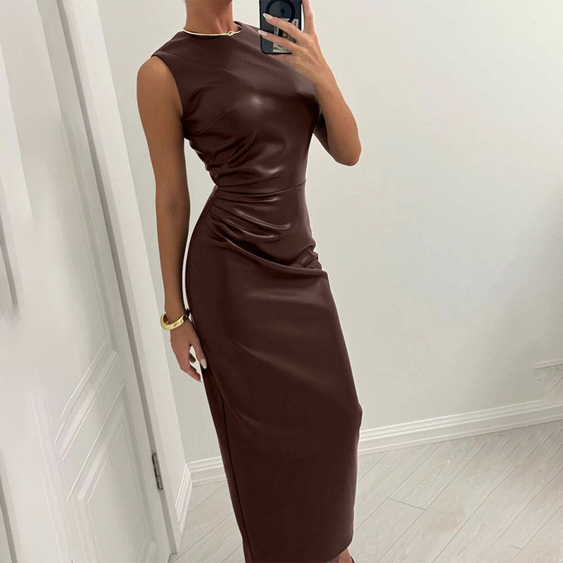 Damen Langes Kleid mit asymmetrischem Schnitt und elegantem Drapé EB