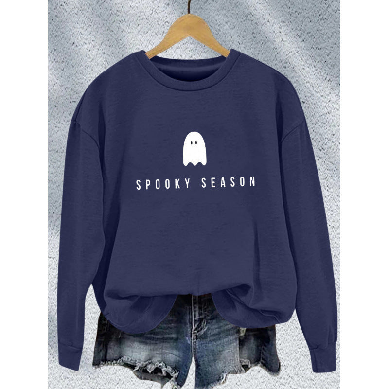 Unisex nan lässiges Halloween Sweatshirt mit Gespenst-Print und Oversize-Schnitt EB