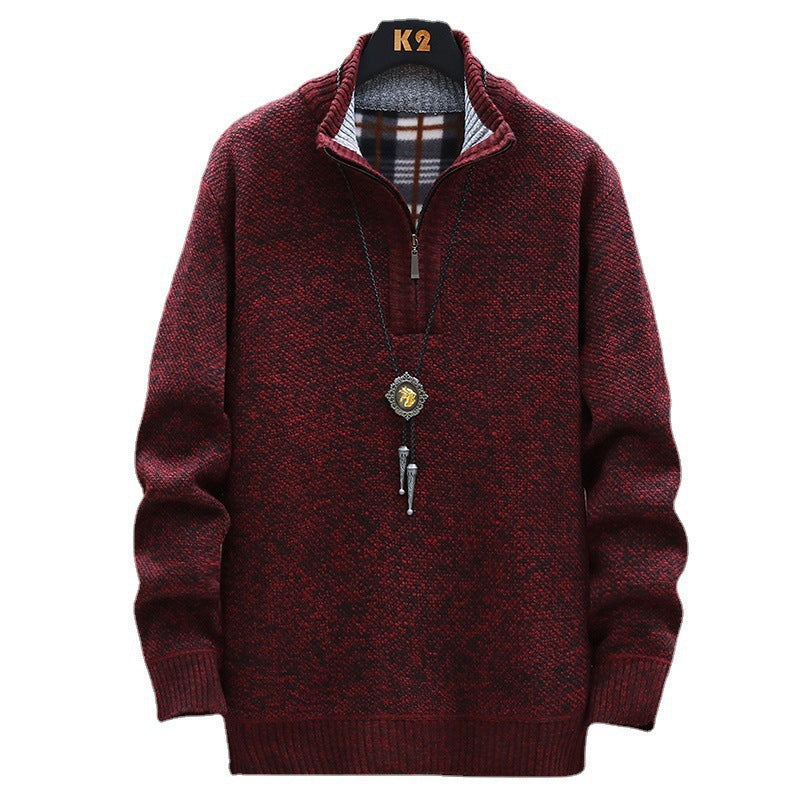 Herren modischer Strickpullover mit halbem Reißverschluss und unterschiedlichen Texturen EB
