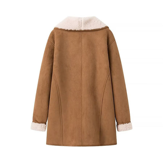 Damen lässiger Mantel mit extra weichem Futter und Knopfleiste EB