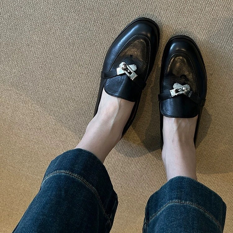 Damen elegante Loafer mit modischen Schnallenakzenten EB