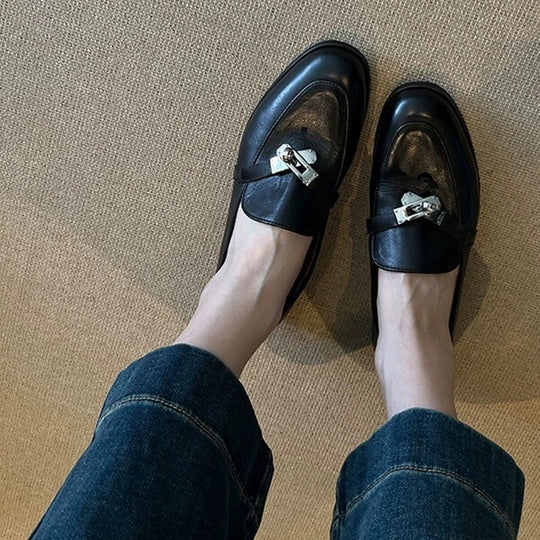 Damen elegante Loafer mit modischen Schnallenakzenten EB