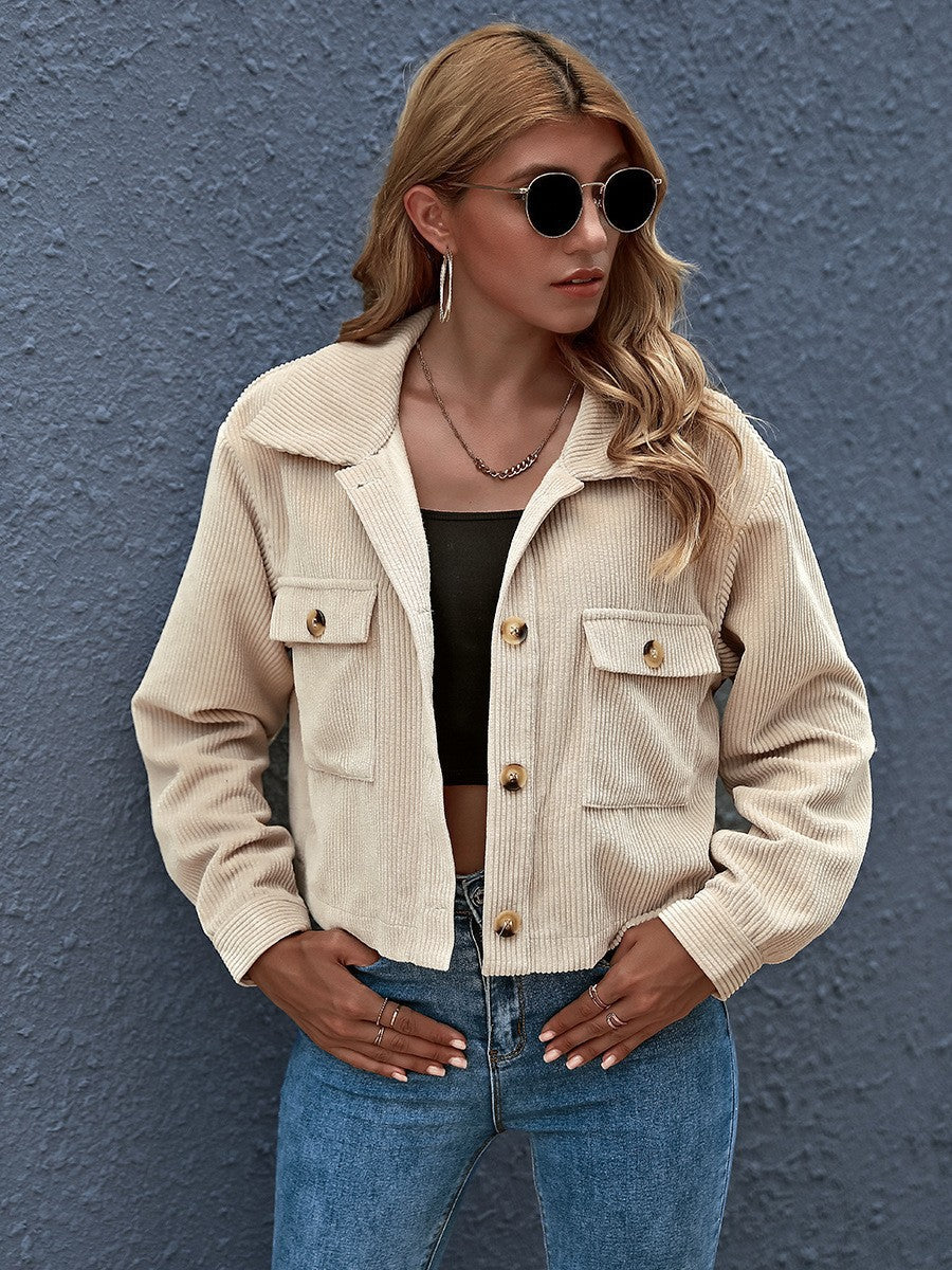Damen modische Jacke mit aufgesetzten Taschen EB