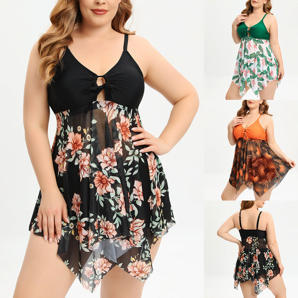 Damen Badekleid mit floralem Rock EB