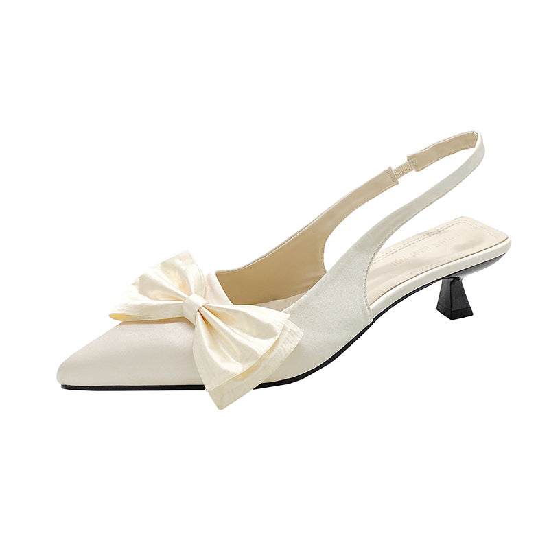 Damen Slingback-Pumps mit dekorativer Schleife und hochwertiger Velours-Oberfläche EB