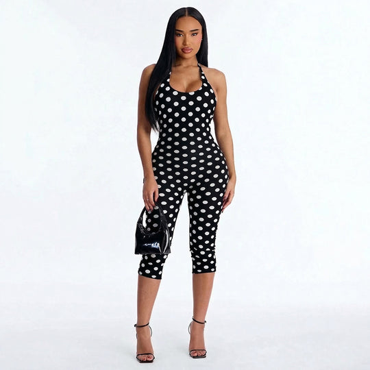 Damen Figurformender Jumpsuit mit Polka-Dots und schmalem Schnitt EB
