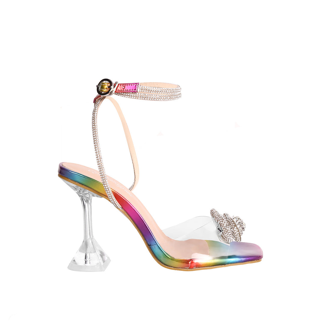 Damen High-Heels mit transparentem Riemen und glamourösem Schmuck EB