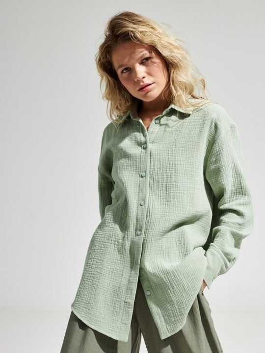 Damen Lässige Bluse im leichten Karo-Design mit langem Arm EB