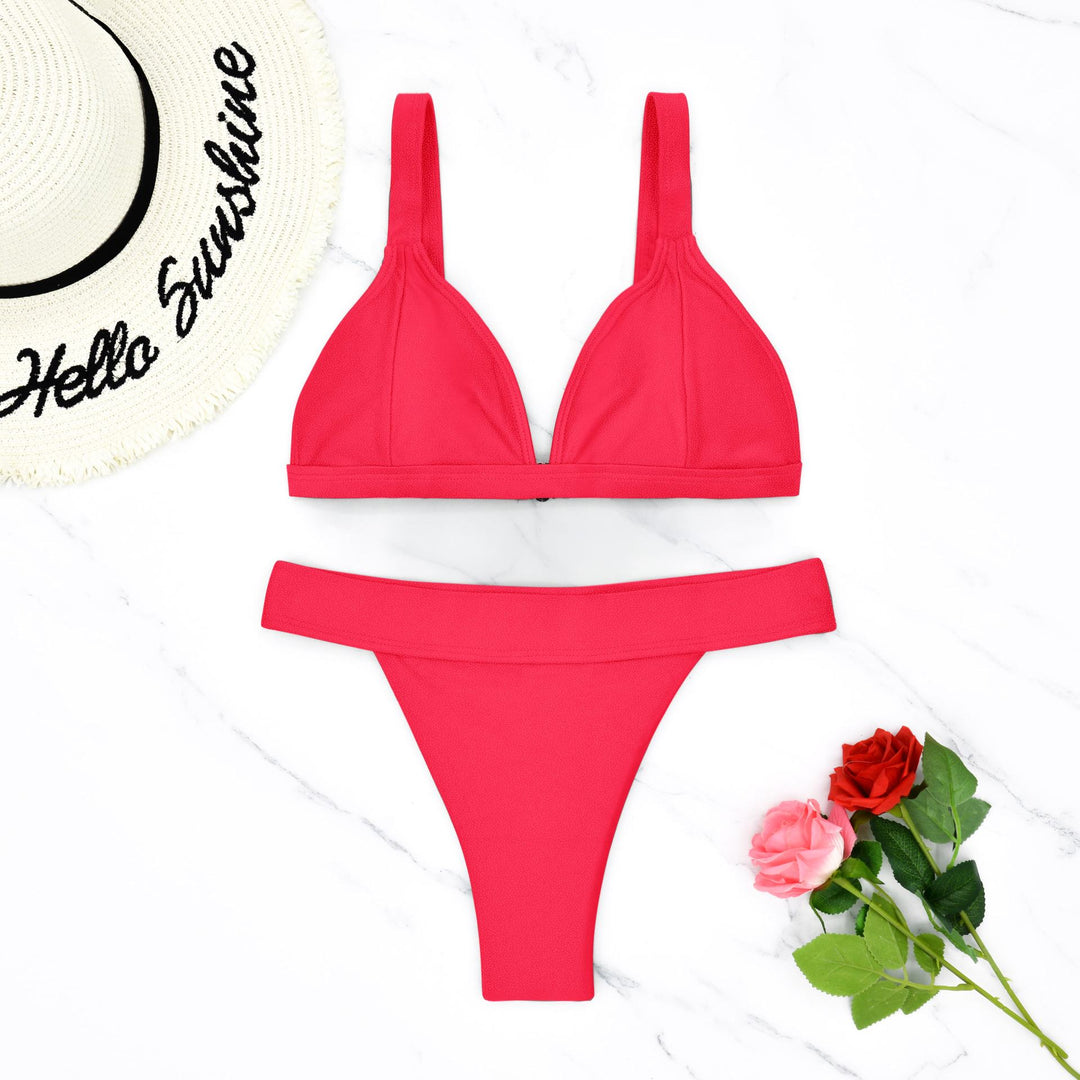 Damen Triangel-Bikini mit floralem Muster und verstellbaren Trägern EB