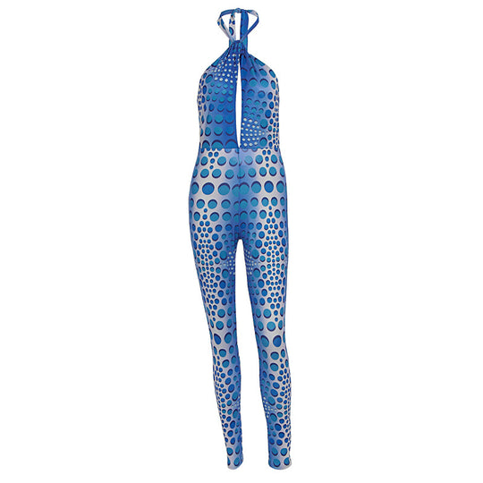 Damen Bodycon Jumpsuit mit tiefem V-Ausschnitt und exklusivem Muster EB