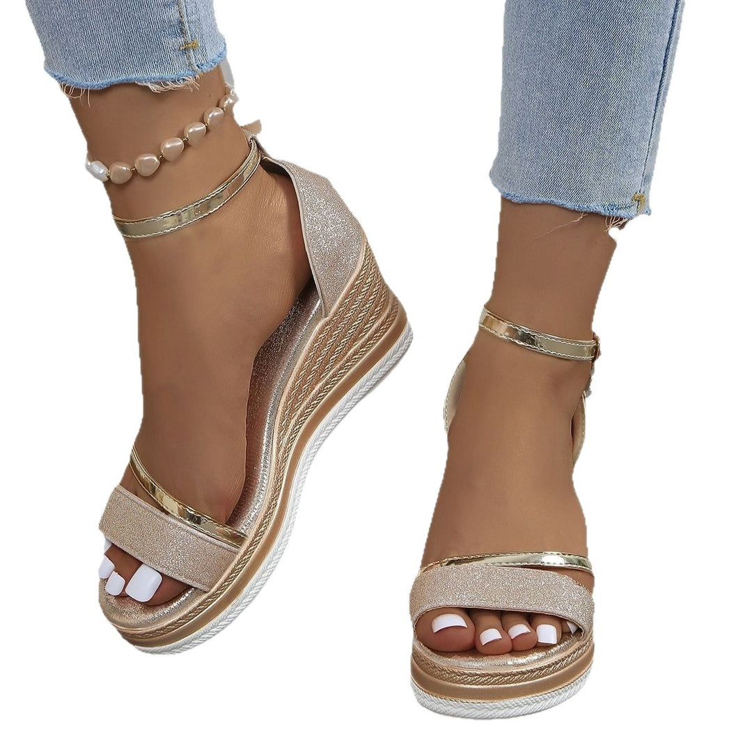 Damen Wedgesandalen mit Glitzer EB