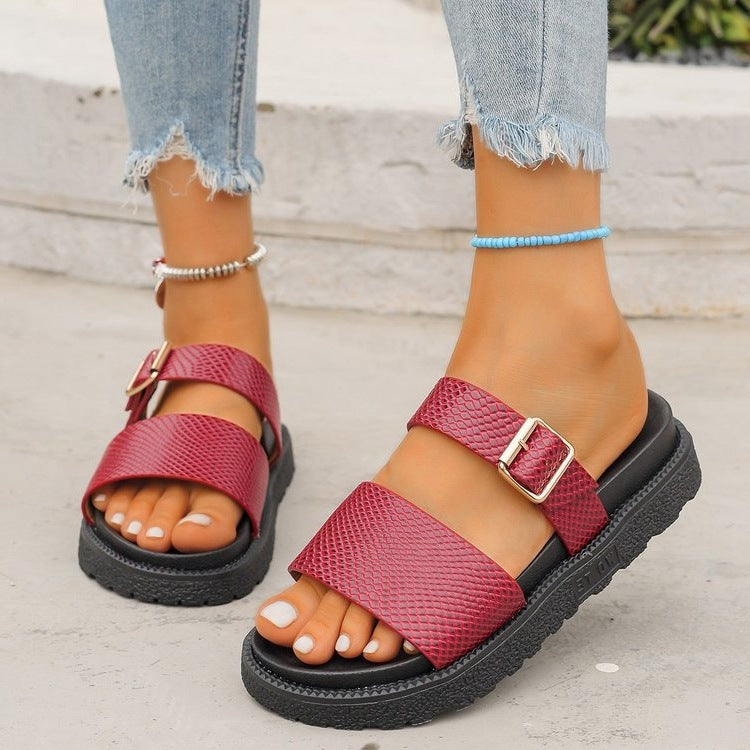 Damen Riemchen-Sandalen mit gepolstertem Fußbett und modischen Schnallen EB