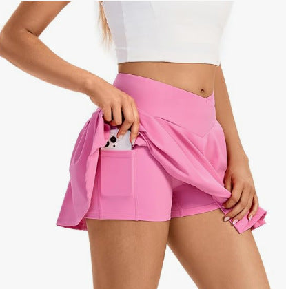 Damen Sportrock mit eingearbeiteten Shorts und praktischen Taschen EB