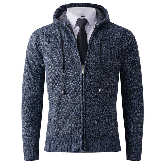 Herren Strickjacke mit Kapuze und strukturierter Verarbeitung EB