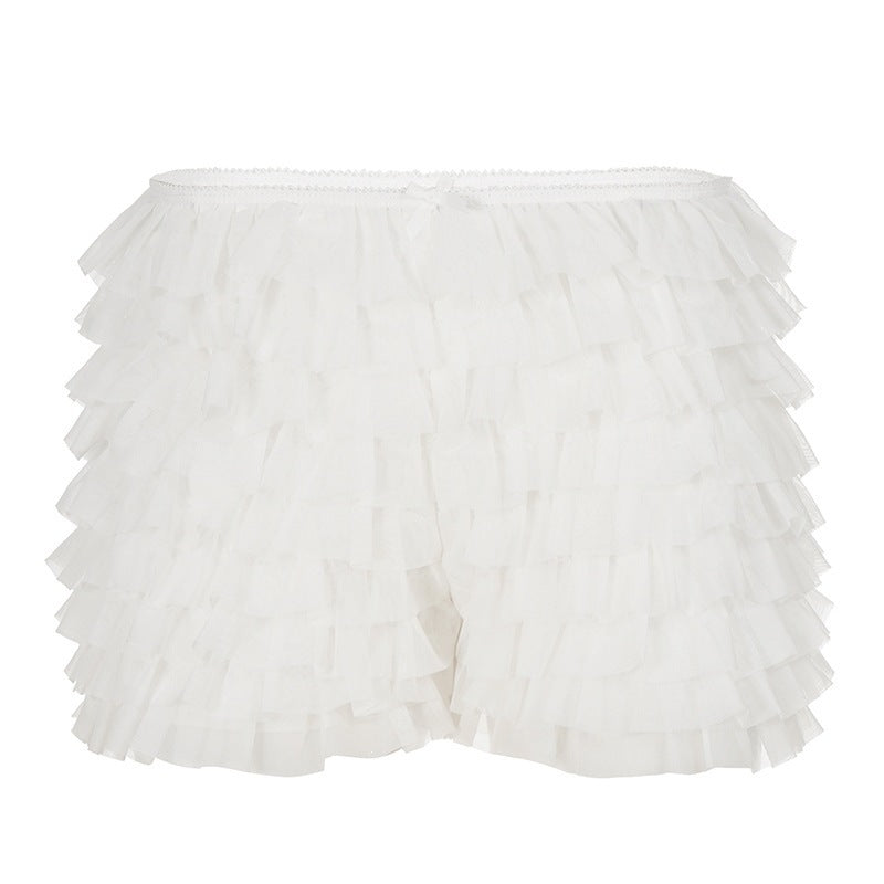 Damen Rüschen-Shorts mit elastischem Bund und verspieltem Design EB