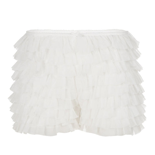 Damen Rüschen-Shorts mit elastischem Bund und verspieltem Design EB