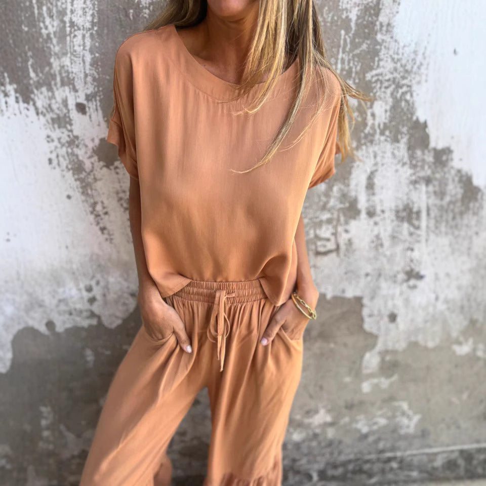 Damen lässiges Jumpsuit mit elegantem Schnitt und weitem Bein EB