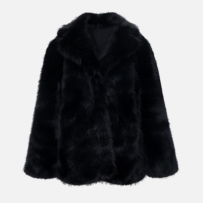 Damen Flauschige Kunstpelzjacke mit weiter Silhouette EB