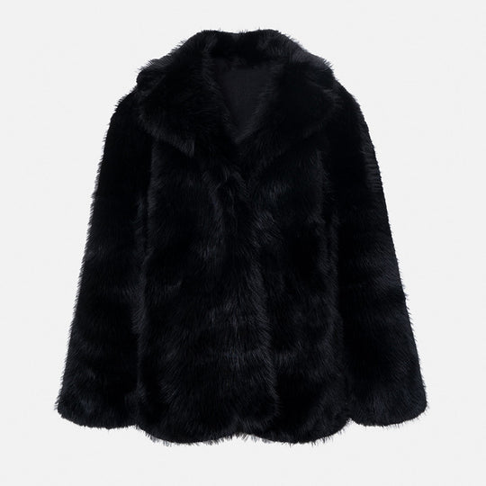 Damen Flauschige Kunstpelzjacke mit weiter Silhouette EB